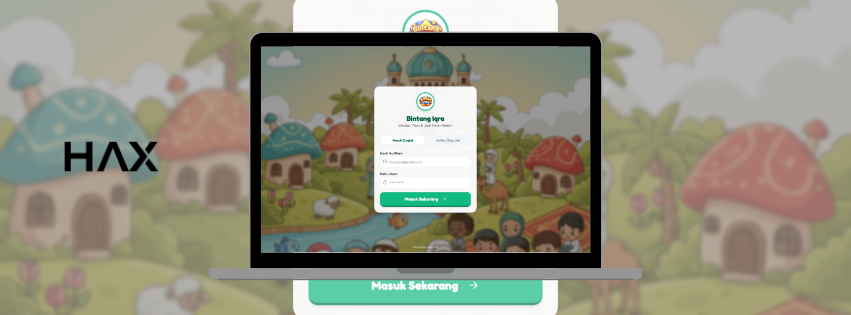 Bintang Iqra learning platform interface displayed on a laptop
